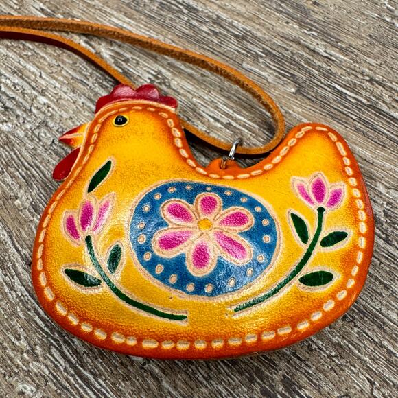 Genuine Leather Purse Charm Chicken Bag Charm Leather Flair Farm Lover NEW! - Picture 3 of 7